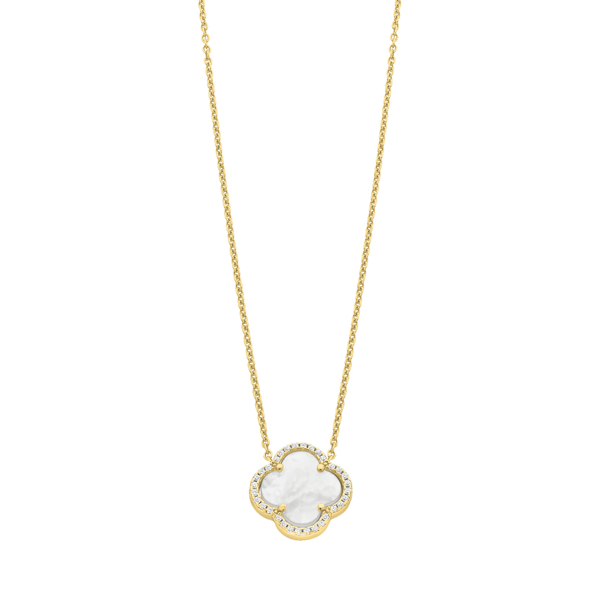 Gold-Plated Sterling Silver Mother Of Pearl & Cubic Zirconia Necklace
