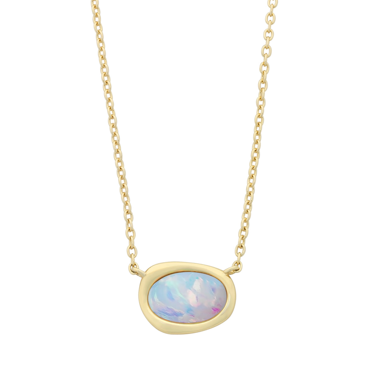 Gold-Plated Sterling Silver Lab Grown Opal Necklace