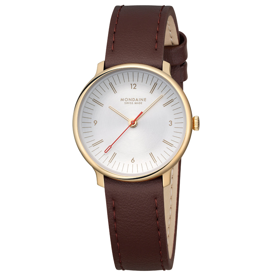 Mondaine Doppio Brown Leather 33mm Watch - MLE.33110.LGV