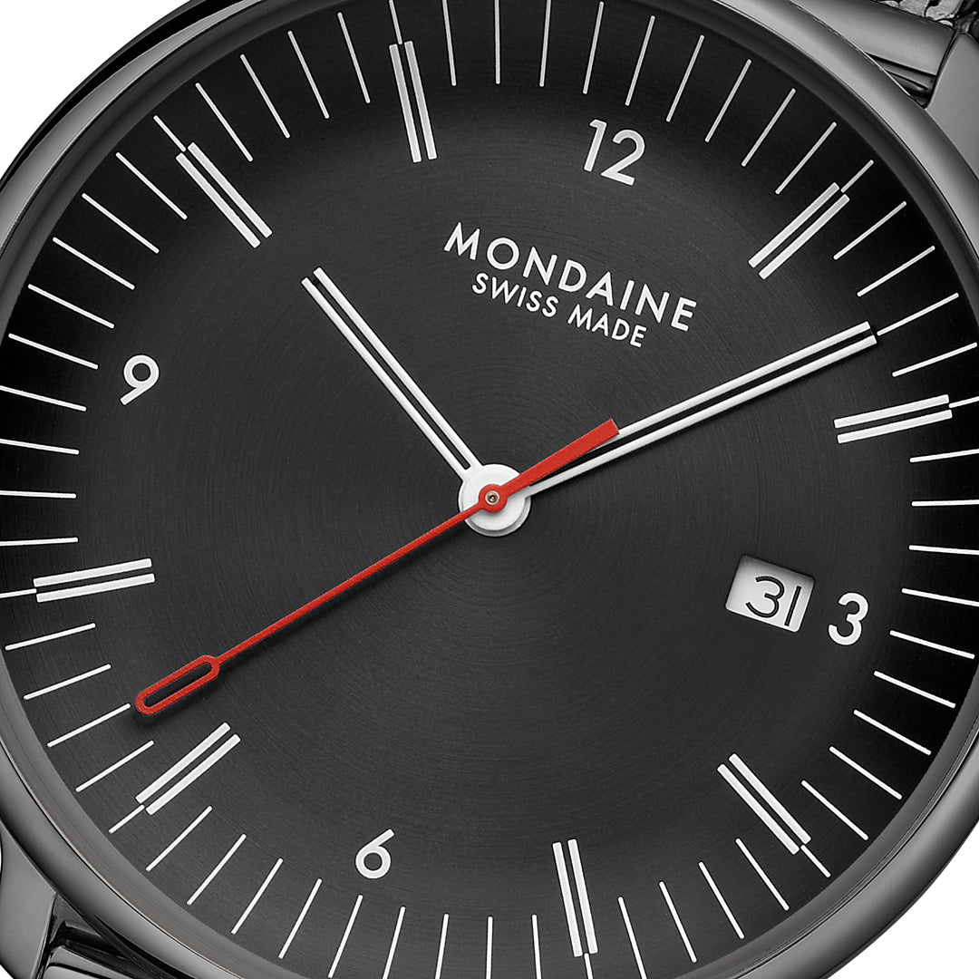 Mondaine Doppio Black Stainless Steel 41mm Watch - MLE.41220.SM