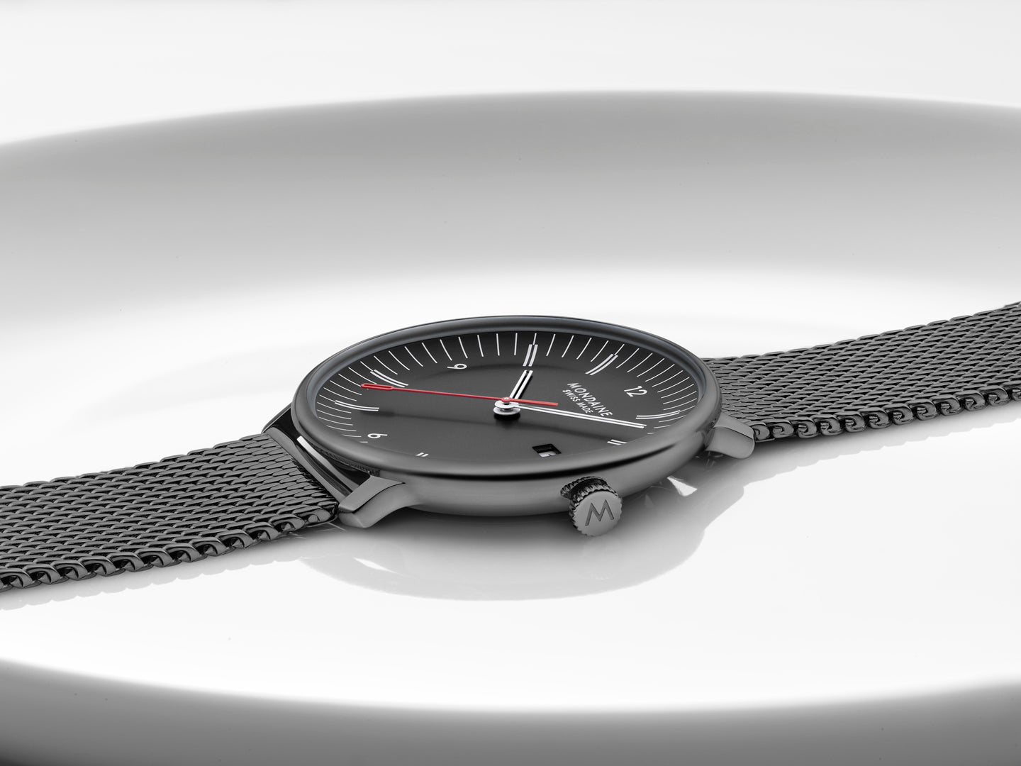 Mondaine Doppio Black Stainless Steel 41mm Watch - MLE.41220.SM