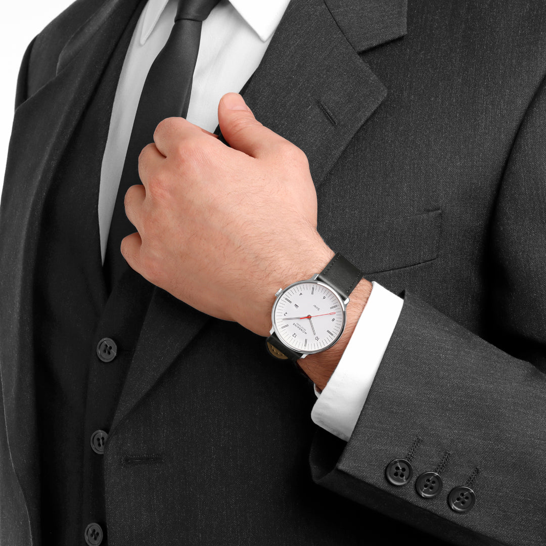 Mondaine Doppio Solar Black Leather 41mm Watch - MLE.41910.LBV