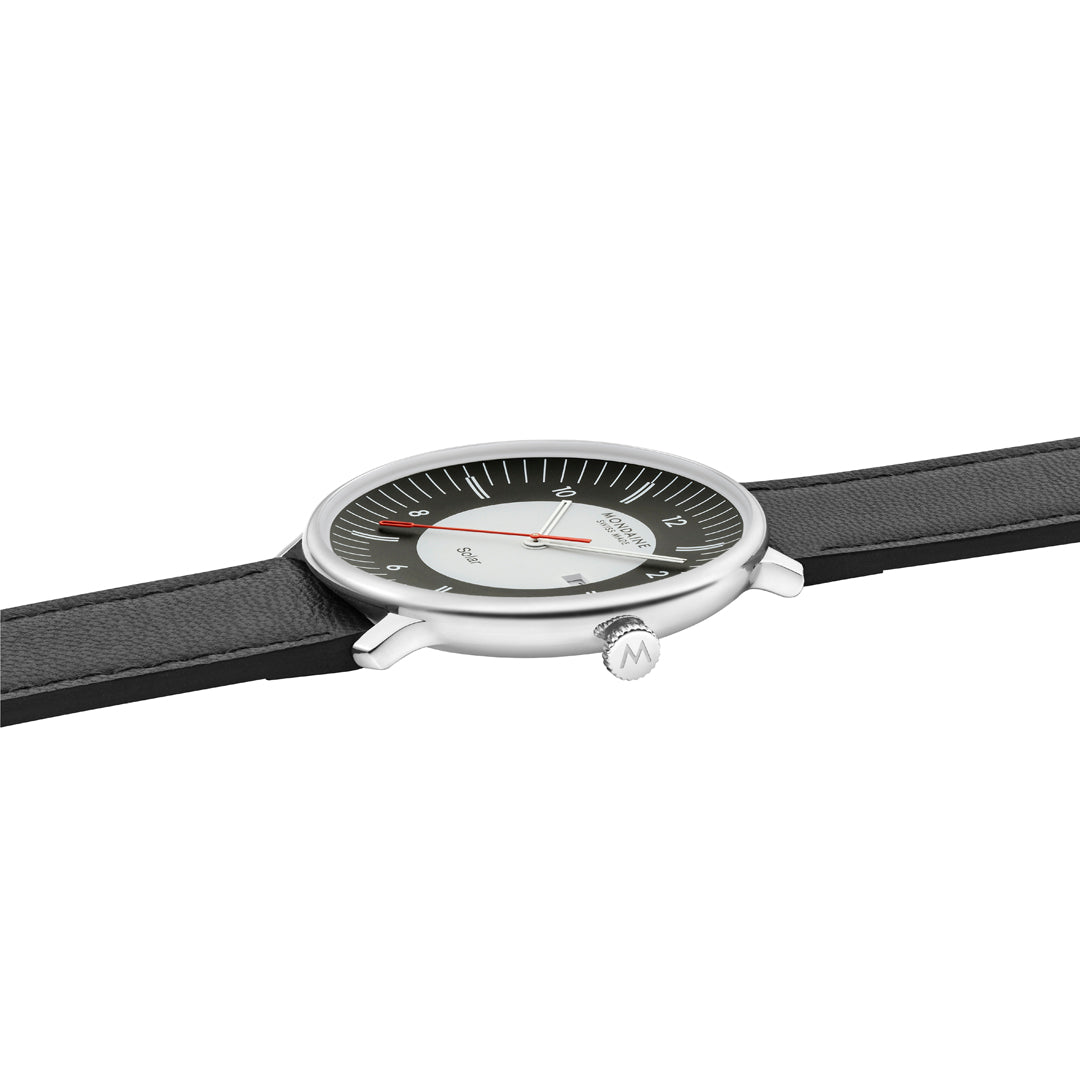 Mondaine Doppio Solar Black Dial Vegan Leather 41mm Watch - MLE.41920.LBV