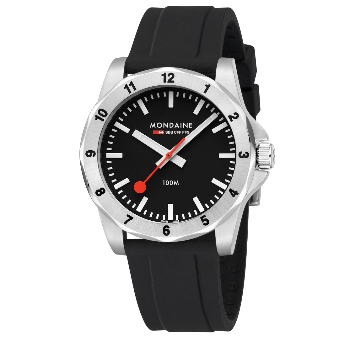 Mondaine Numeri Black Silicon 42mm Watch - MSN.42120.RB
