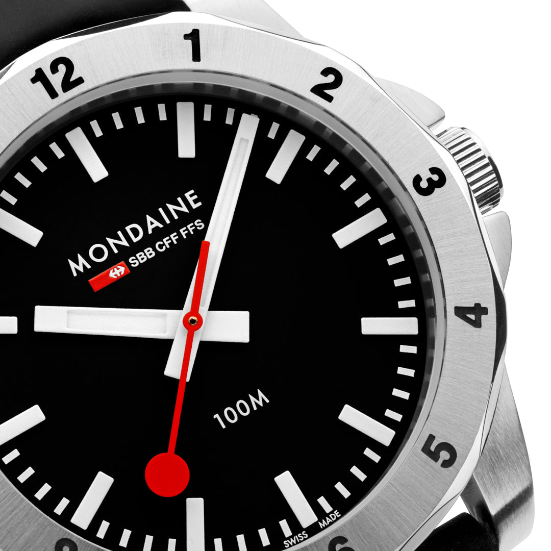 Mondaine Numeri Black Silicon 42mm Watch - MSN.42120.RB