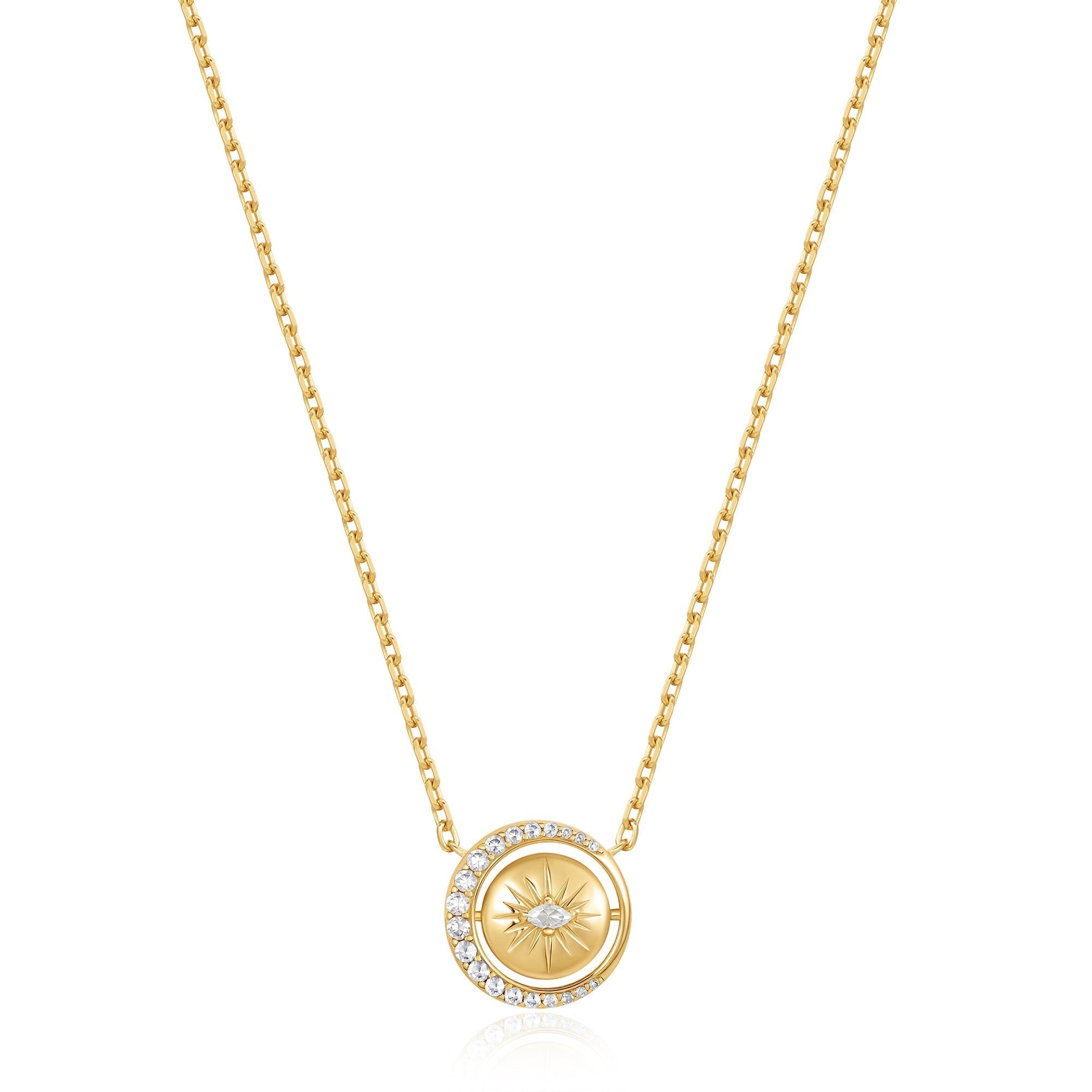 Ania Haie Gold Reversible Pave Moon Evil-Eye Necklace