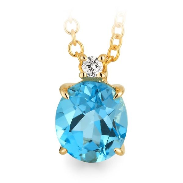 Blue Topaz & Diamond Pendant