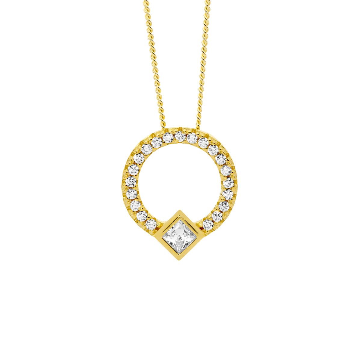 Gold Plated Sterling Silver Cubic Zirconia Pendant