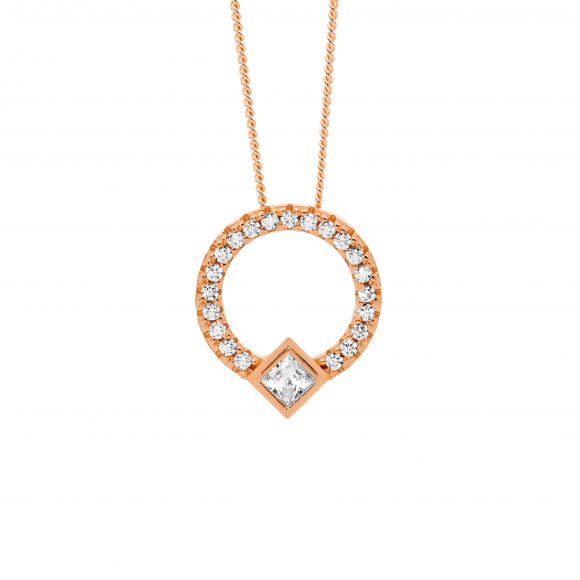 Rose Gold Plated Sterling Silver Cubic Zirconia Pendant