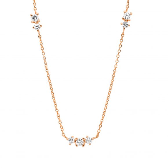Rose Gold Plated Sterling Silver Cubic Zirconia Necklet