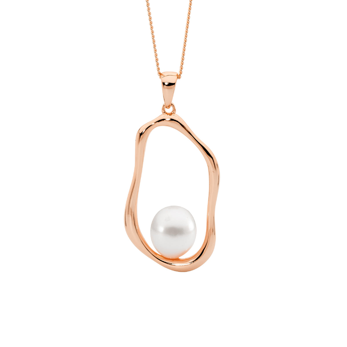 Rose Gold Plated Sterling Silver Pearl Pendant