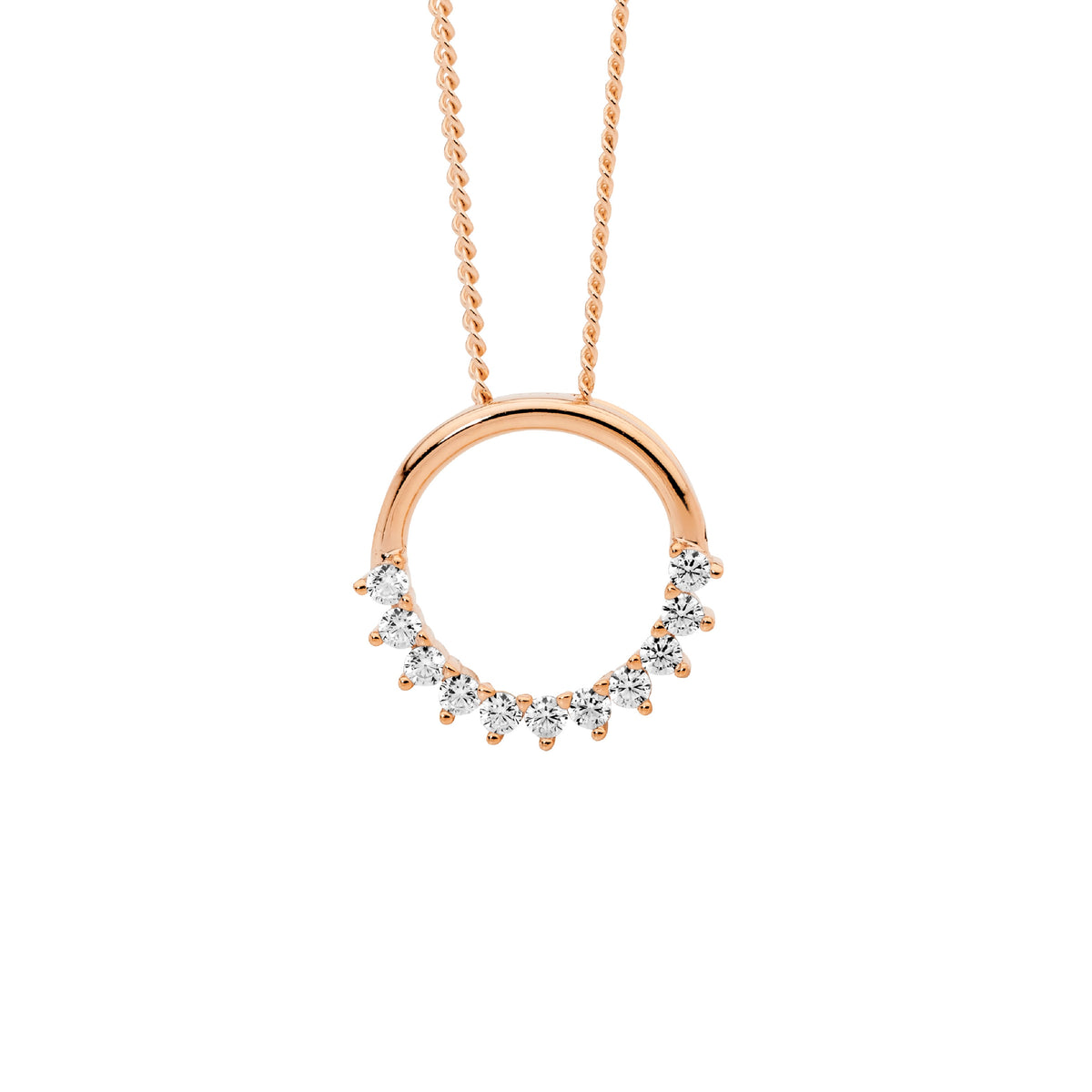 Rose Gold Plated Sterling Silver Cubic Zirconia Pendant