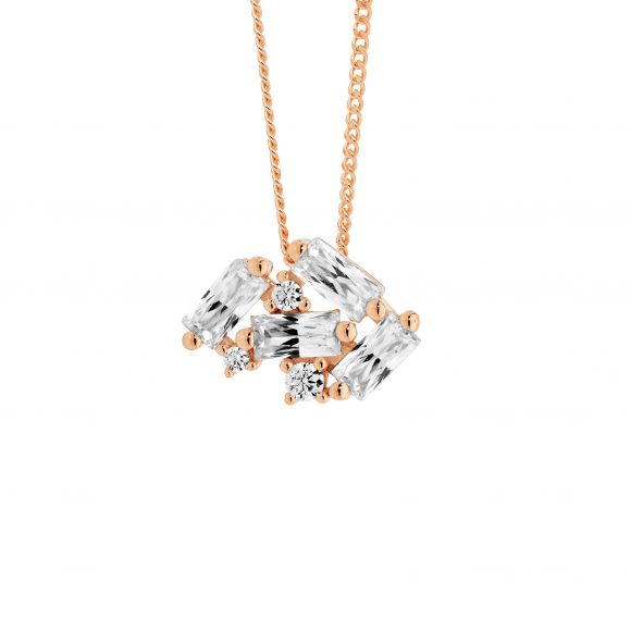 Rose Gold Plated Sterling Silver Cubic Zirconia Pendant