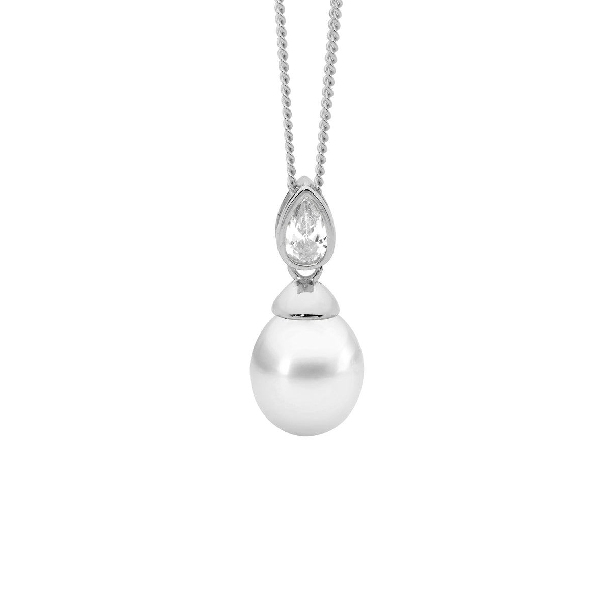 Sterling Silver Cubic Zirconia Pearl Pendant