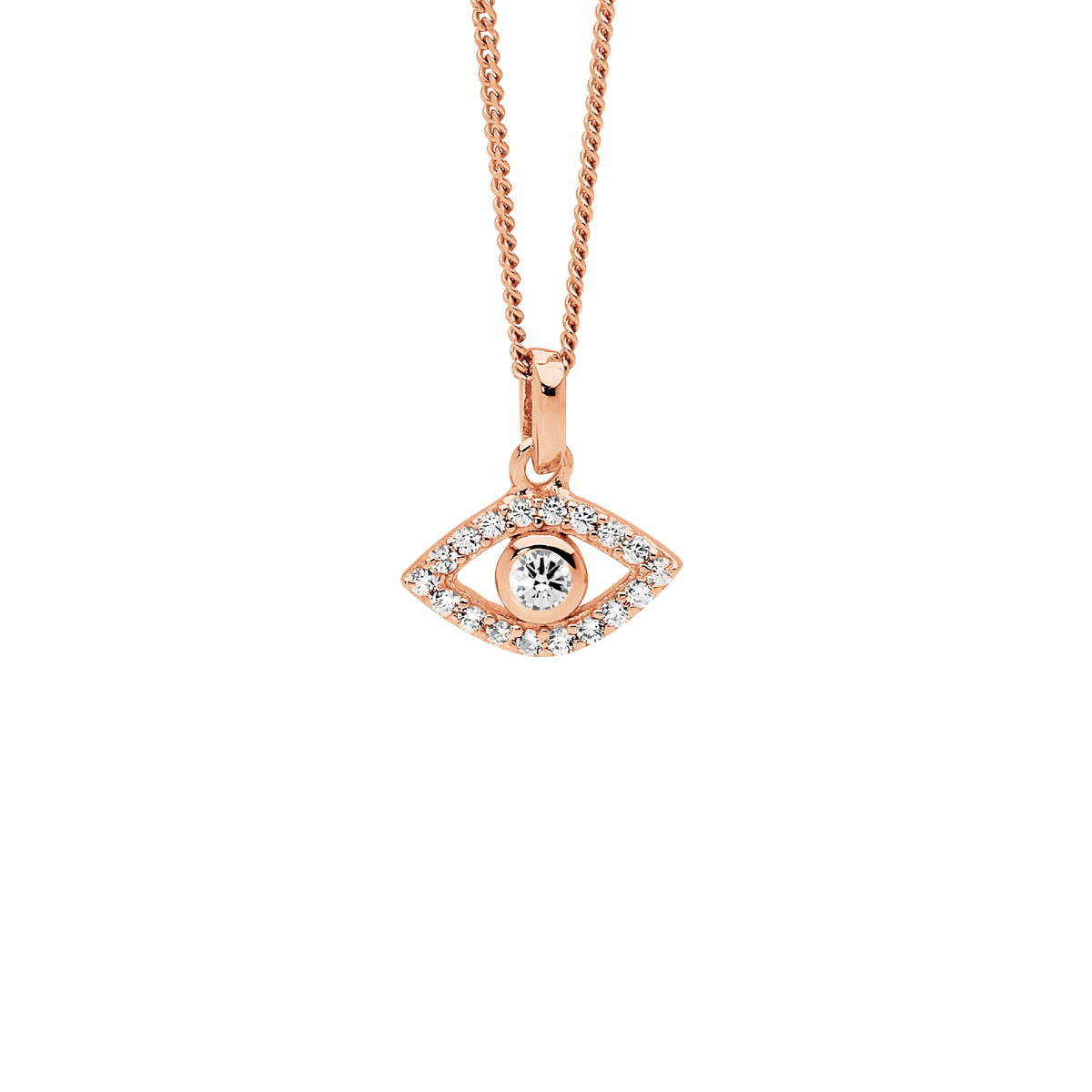 Rose Gold Plated Sterling Silver Cubic Zirconia Pendant