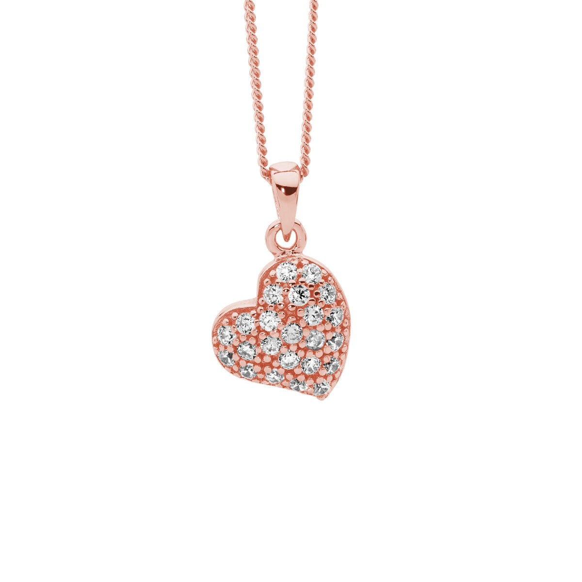 Rose Gold Plated Sterling Silver Cubic Zirconia Pendant