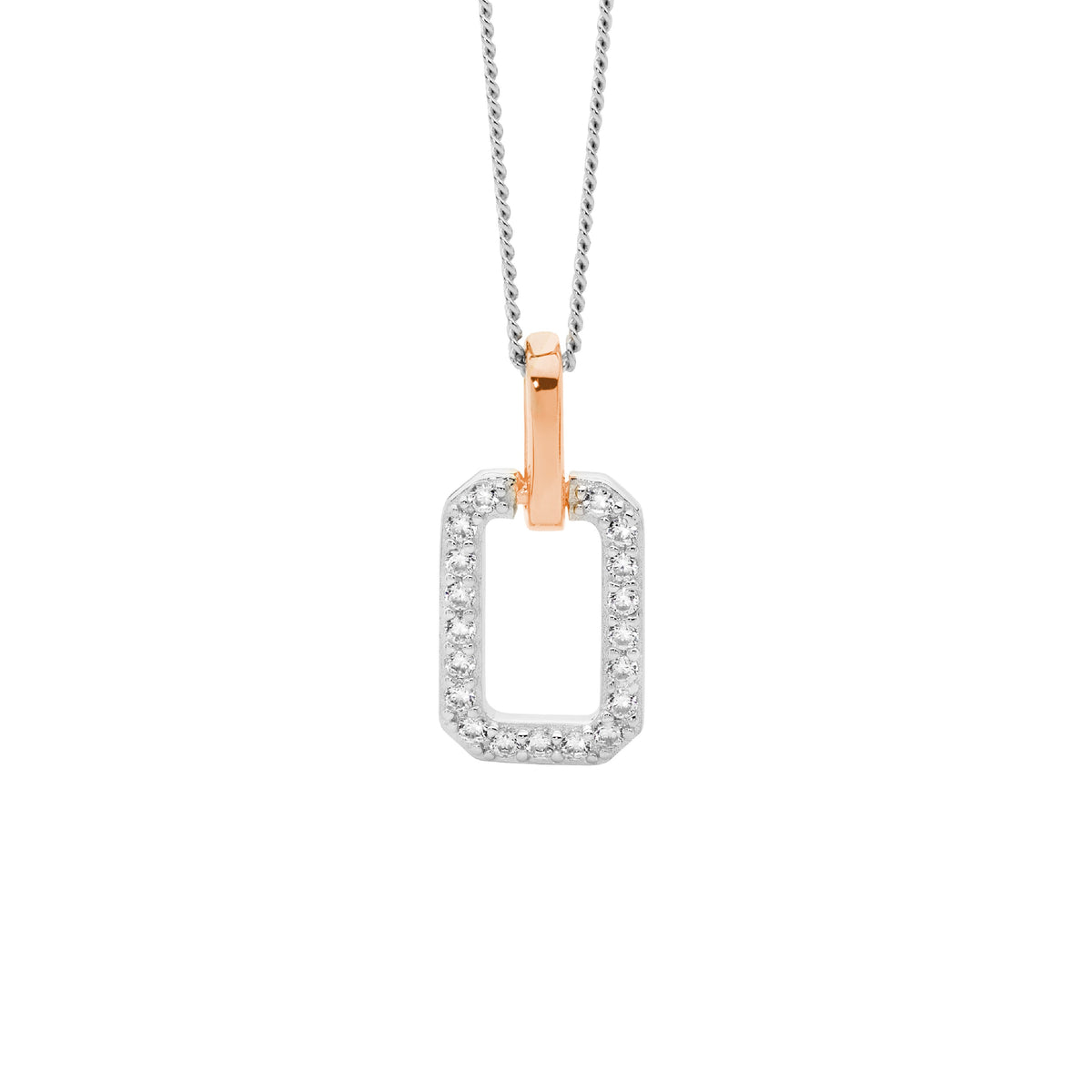 Rose Gold Plated Sterling Silver Cubic Zirconia Pendant