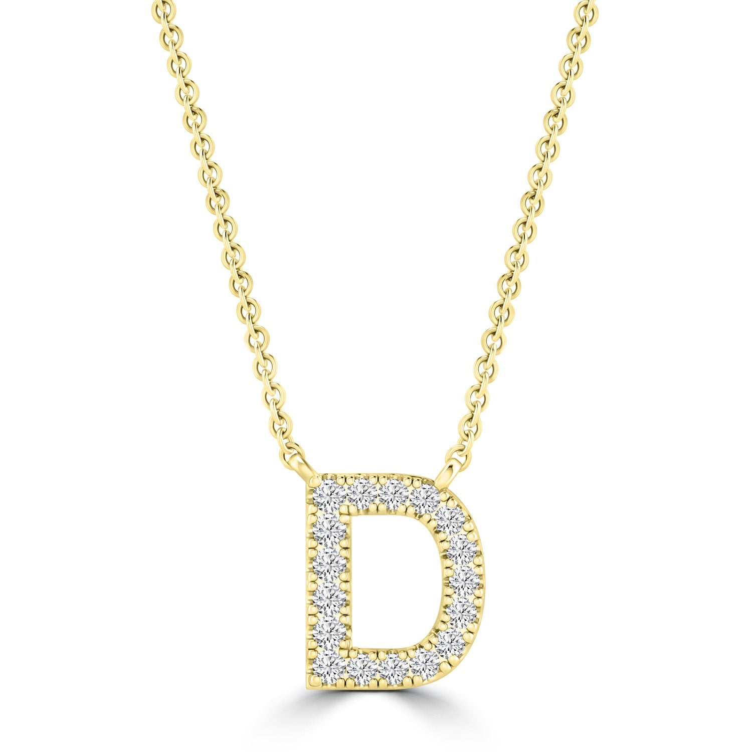 9ct Yellow Gold Diamond Initial 'D' Necklace