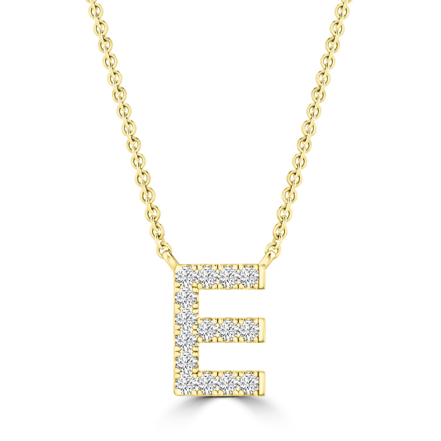 9ct Yellow Gold Diamond Initial 'E' Necklace