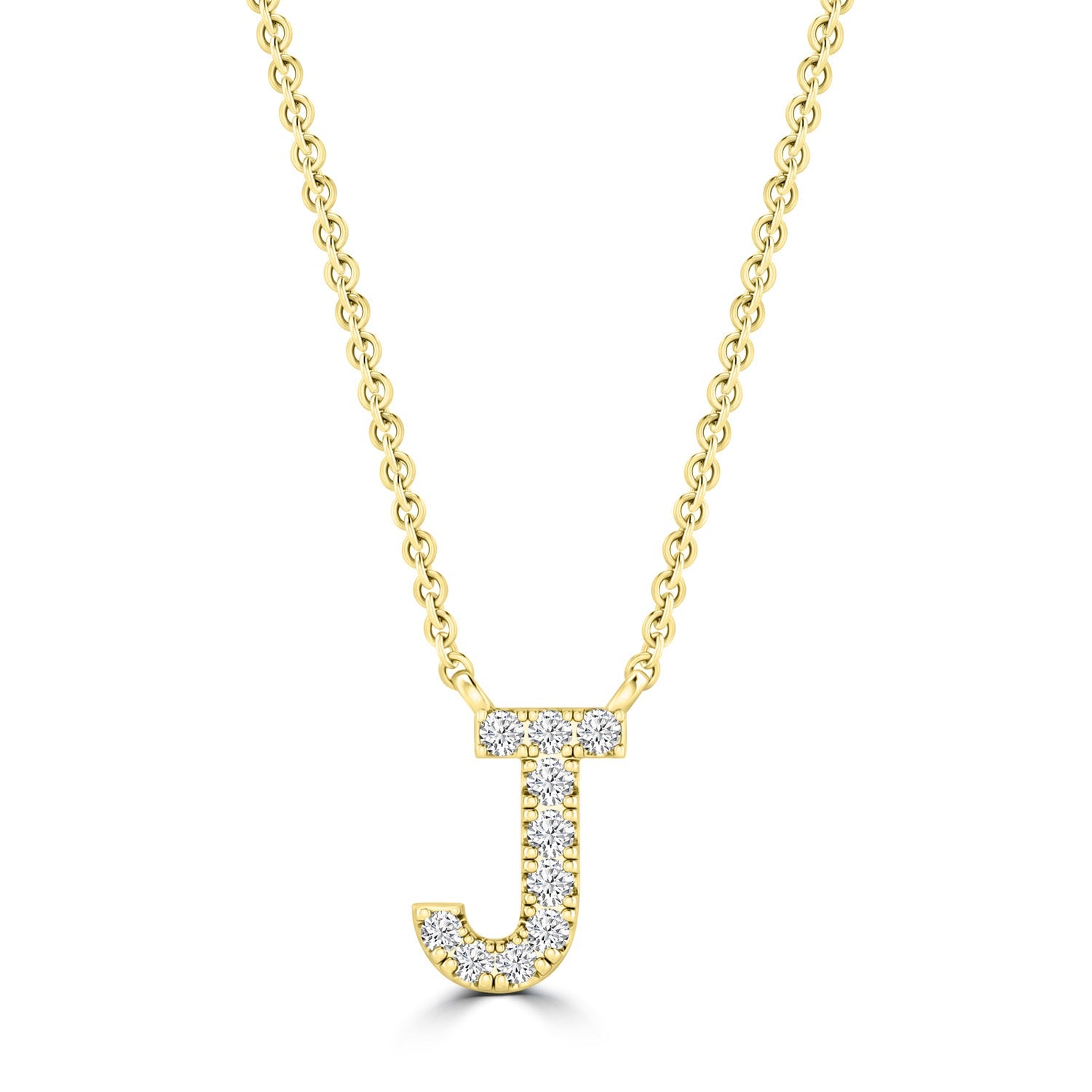 9ct Yellow Gold Diamond Initial 'J' Necklace