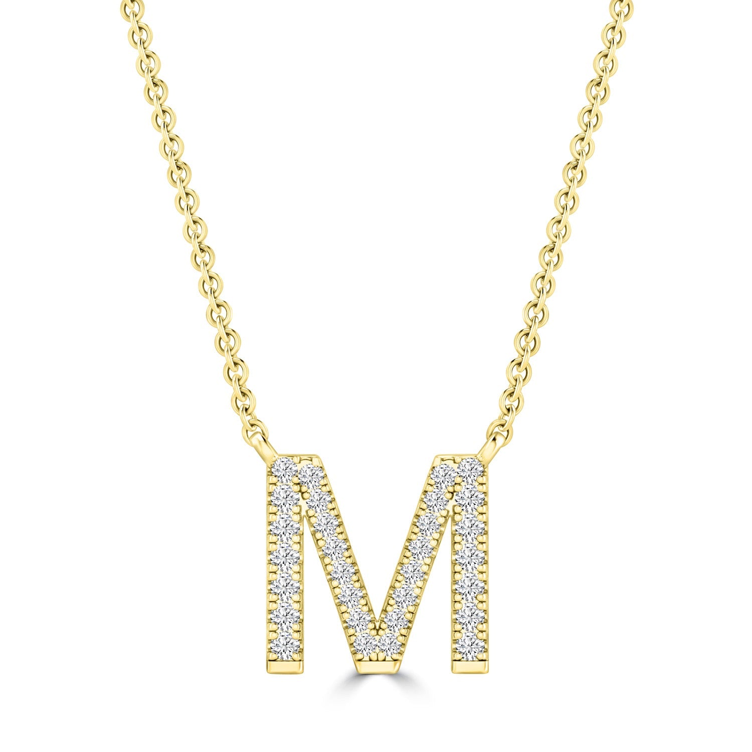 9ct Yellow Gold Diamond Initial 'M' Necklace