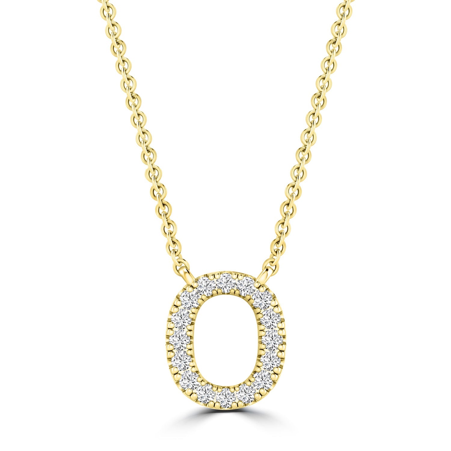 9ct Yellow Gold Diamond Initial 'O' Necklace