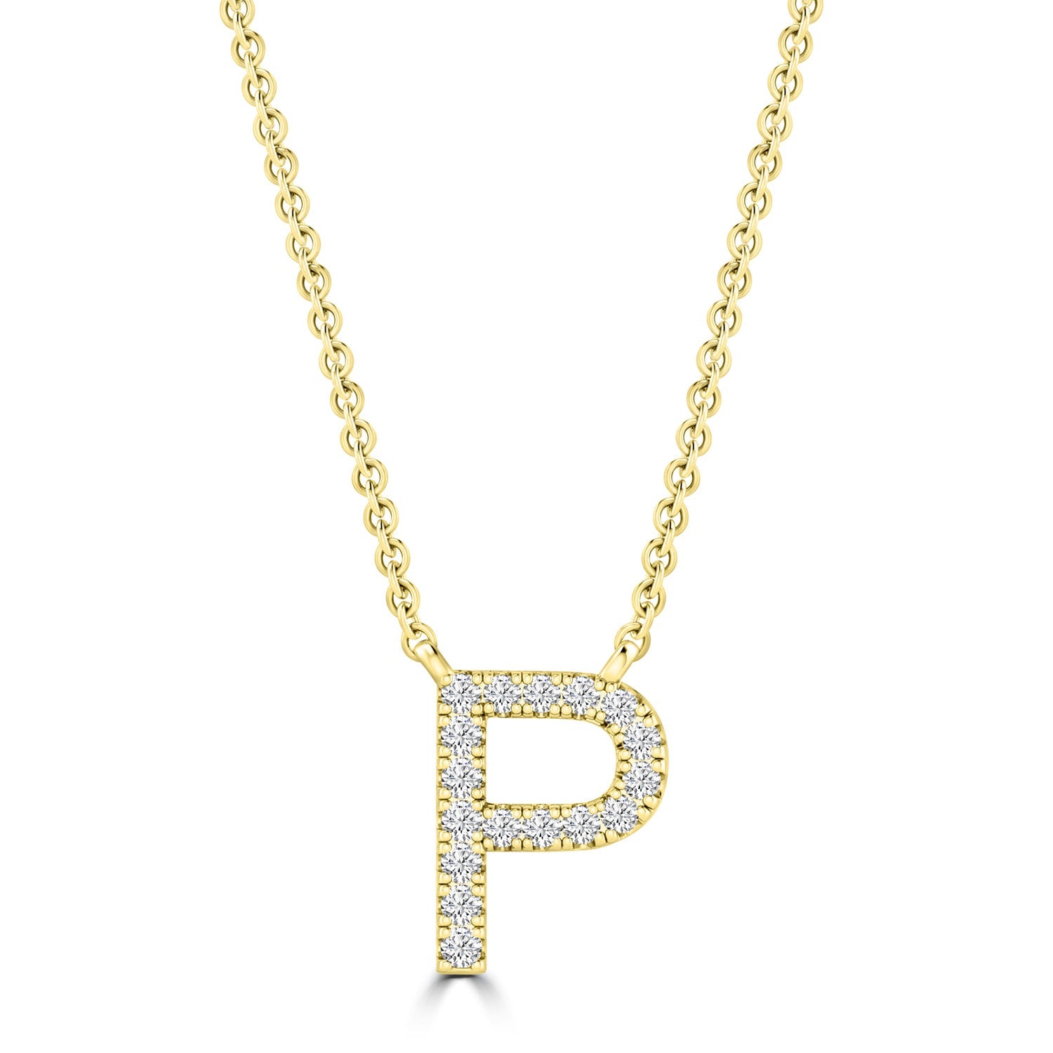 9ct Yellow Gold Diamond Initial 'P' Necklace