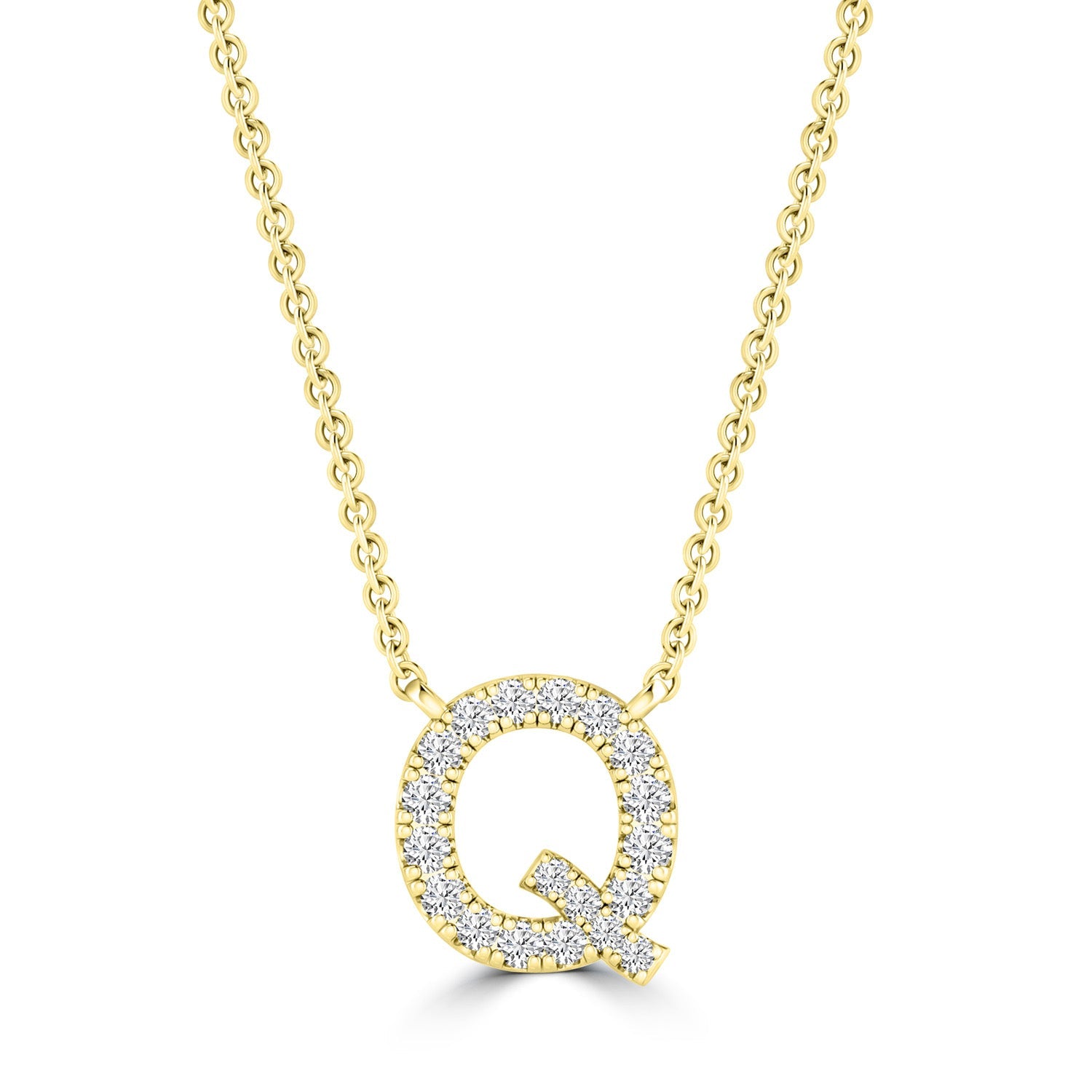 9ct Yellow Gold Diamond Initial 'Q' Necklace