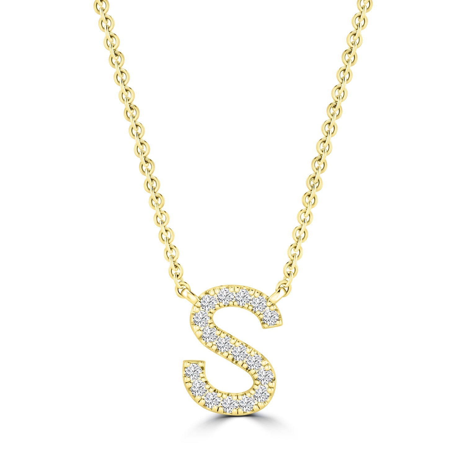 9ct Yellow Gold Diamond Initial 'S' Necklace
