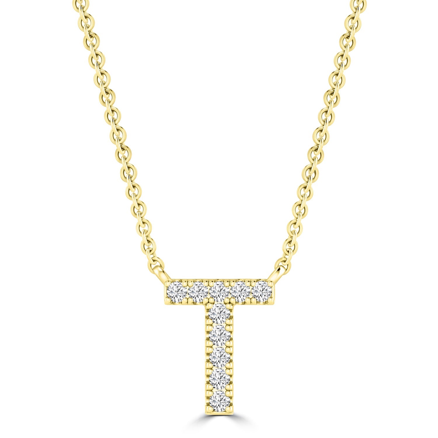9ct Yellow Gold Diamond Initial 'T' Necklace