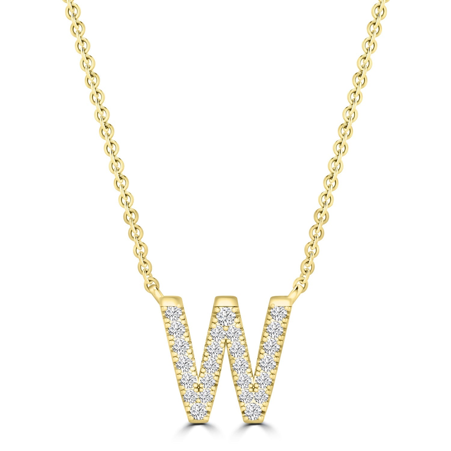 9ct Yellow Gold Diamond Initial 'W' Necklace