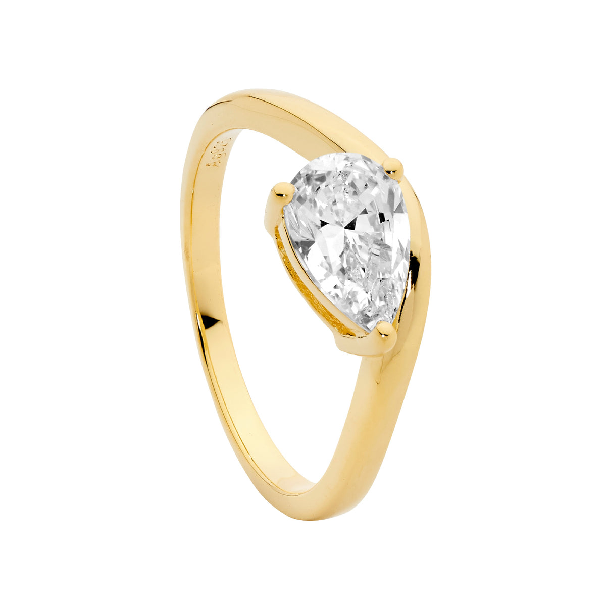 Gold Plated Sterling Silver Cubic Zirconia Ring