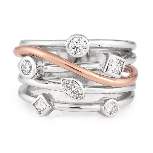 Brilliant, marquise & princess cut diamond dress ring