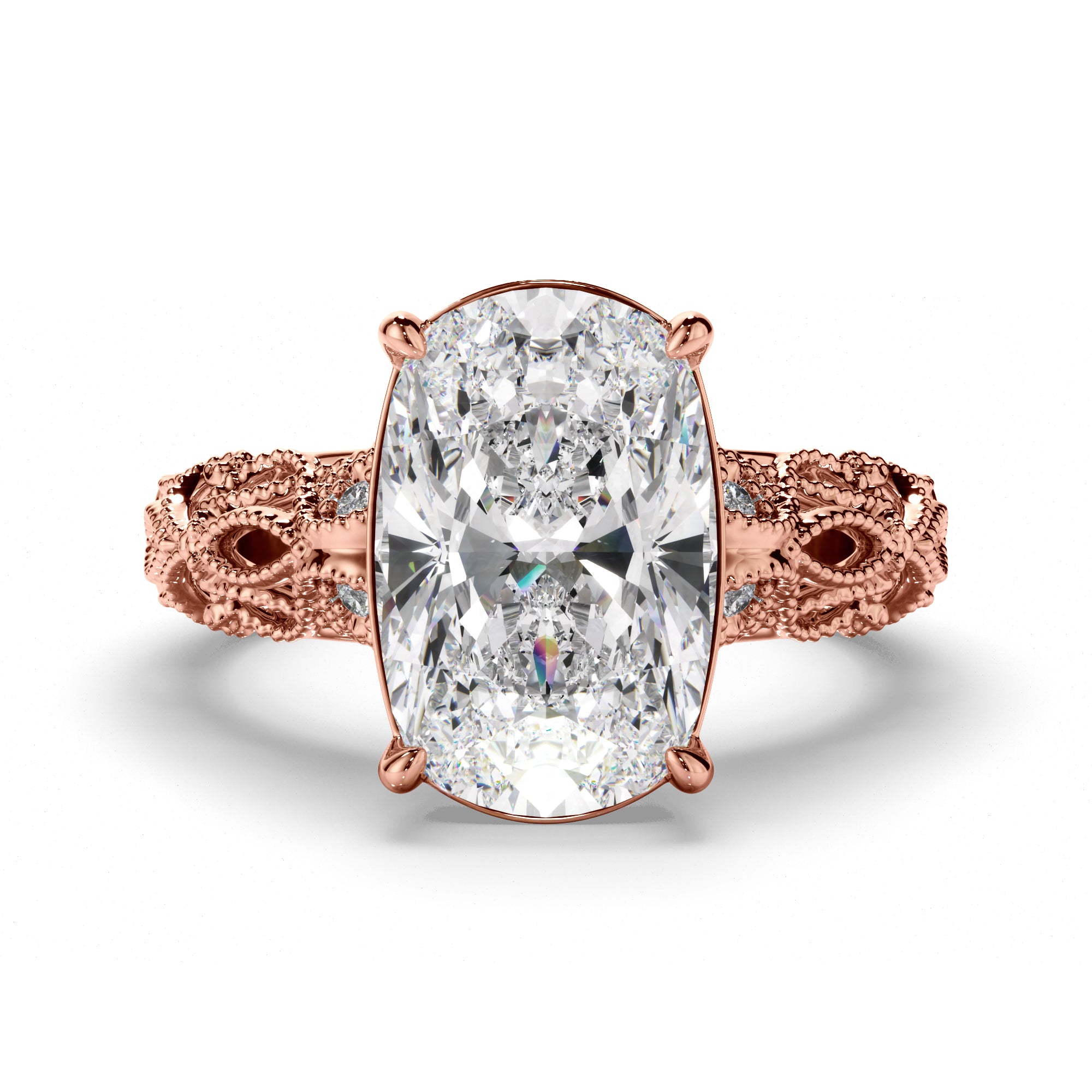 'Taylor Swift' esk Cushion Cut Diamond Filigree Engagement Ring