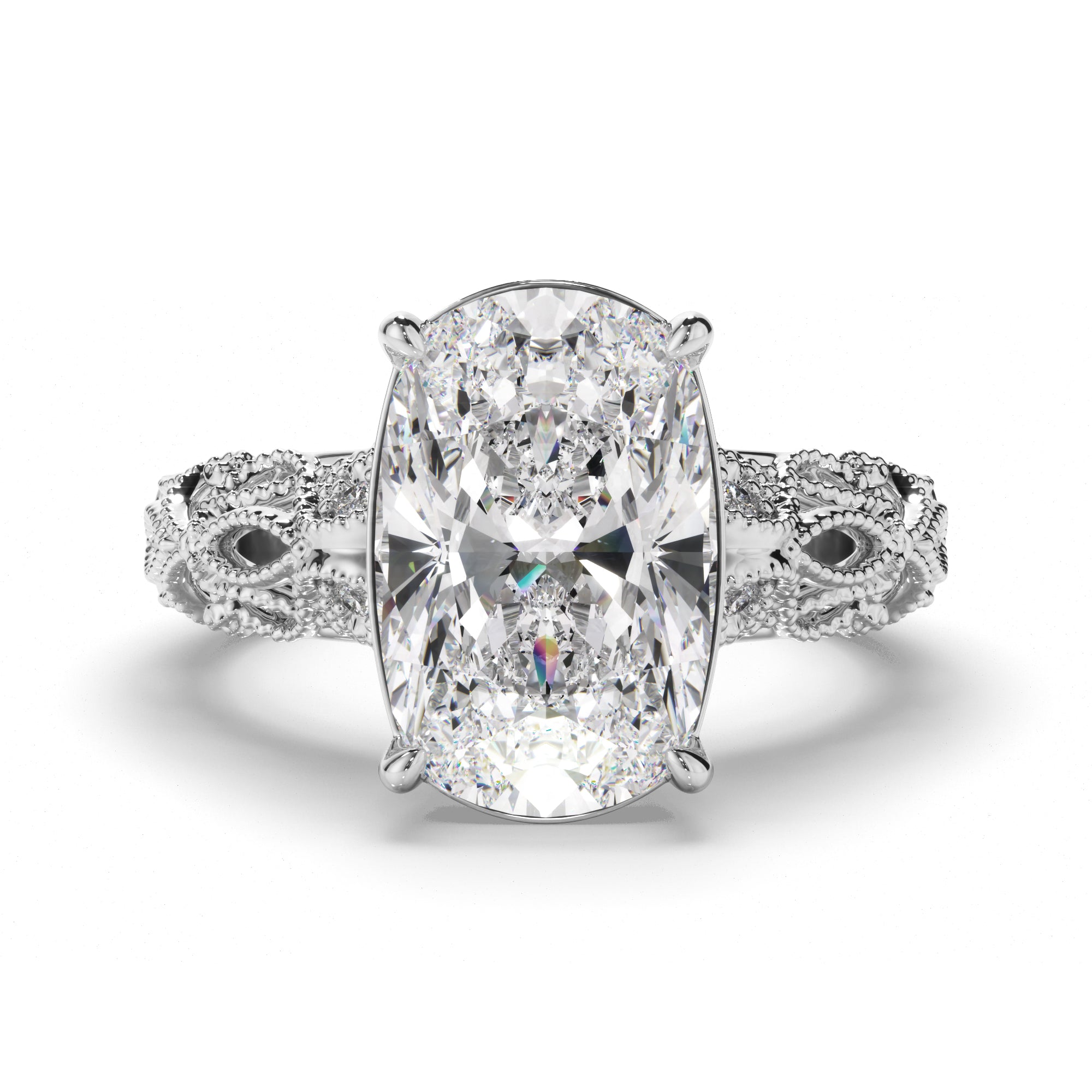 'Taylor Swift' esk Cushion Cut Diamond Filigree Engagement Ring