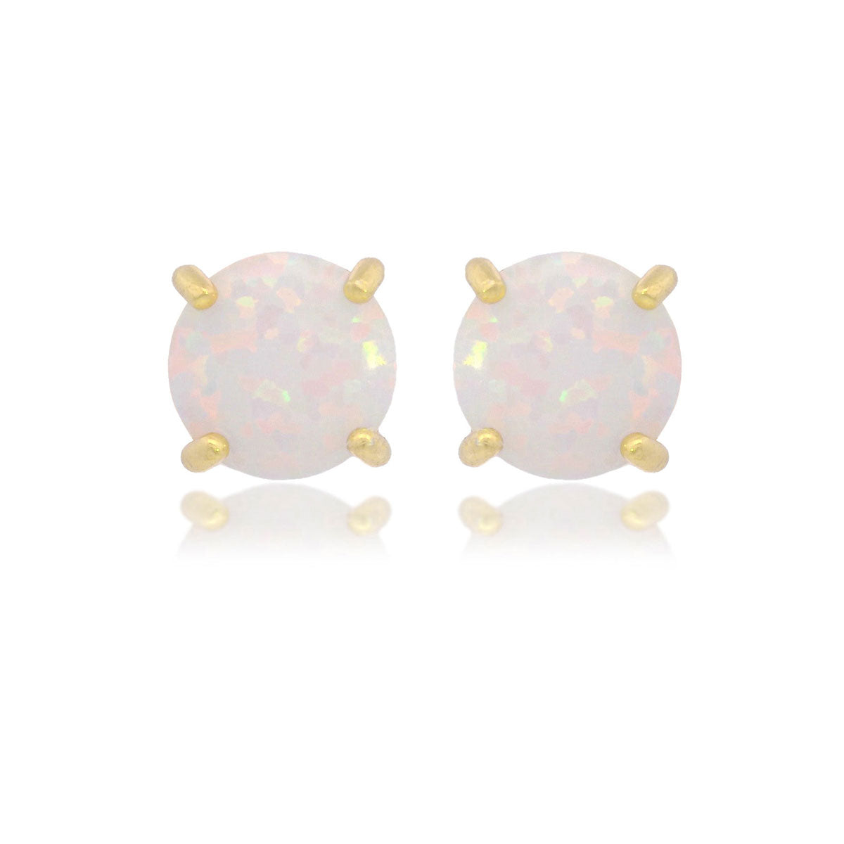 Georgini Opal Glow White Created Opal Stud Earrings Gold
