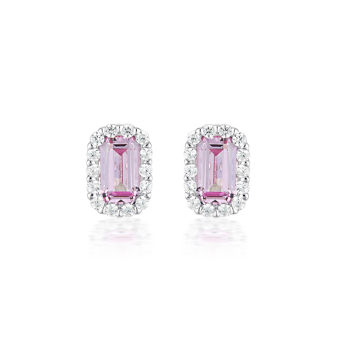 Paris Sapphire Studs Pink Silver