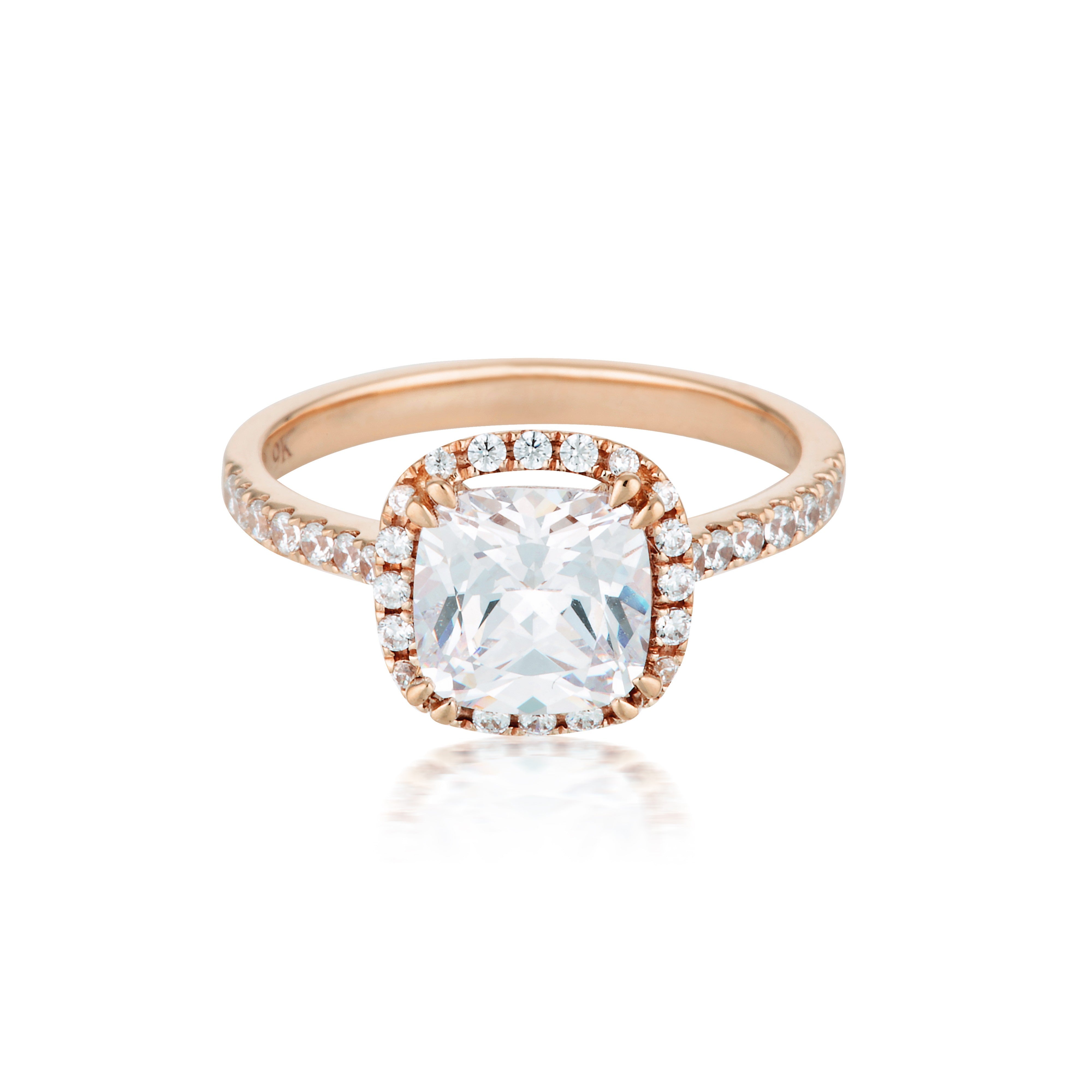 Cushion Cut Halo 1.5ct Engagement Ring in Rose Gold