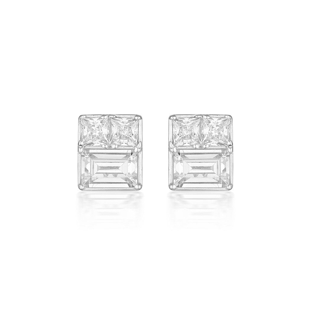 Elena Mosaic Silver Stud Earring