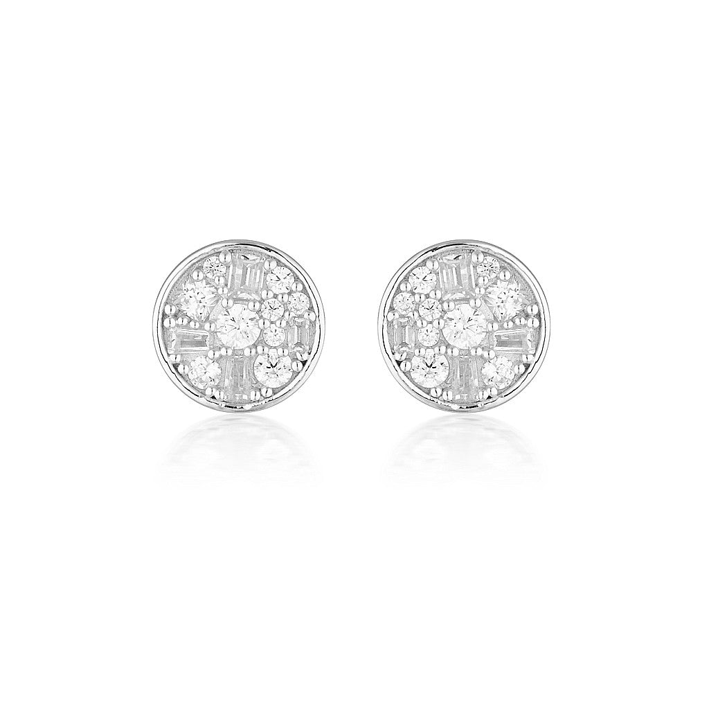 Mini Mosaic Silver Earrings