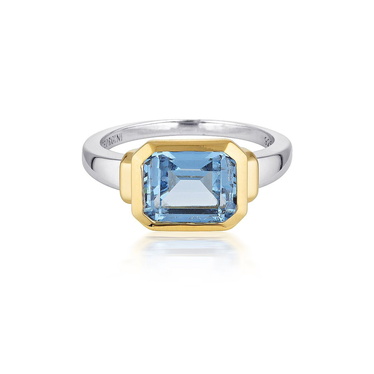 Emilio Blue Topaz Silver & Gold Zion Ring