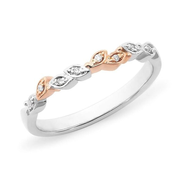 Leaf shaped pink & white diamond ring