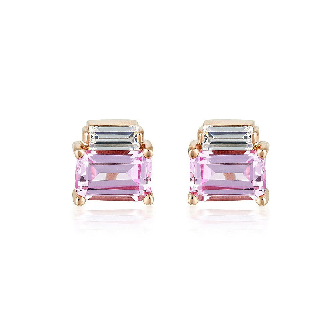 Emilio Pink Sapphire Double Baguette Earrings