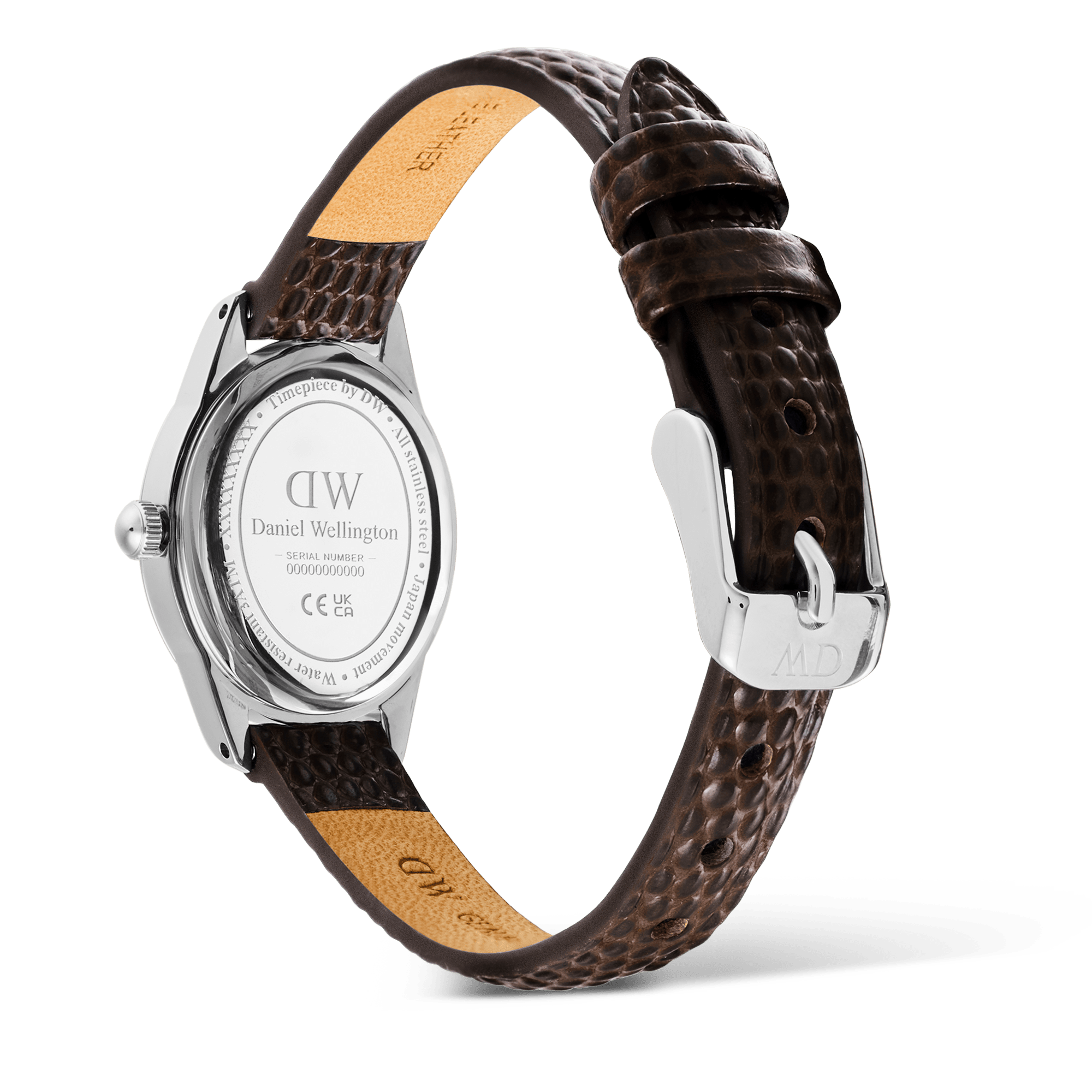 Daniel Wellington Ophelia Mini Dark Brown Lizard White Guilloché Silver