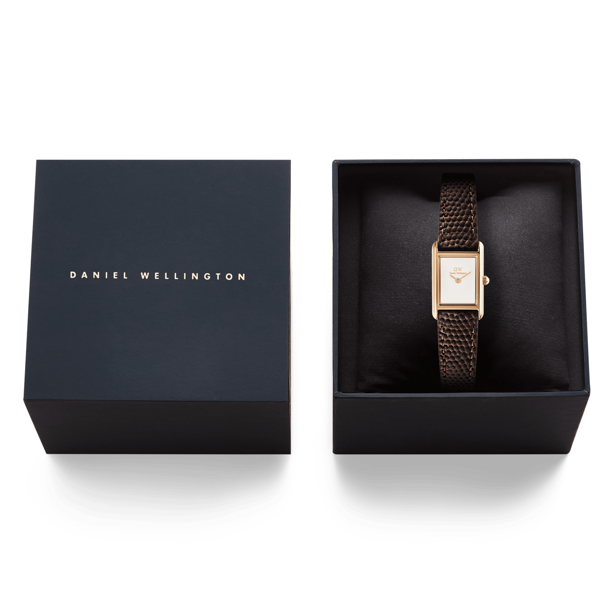 Daniel Wellington Bound Mini Dark Brown Lizard Rose Gold