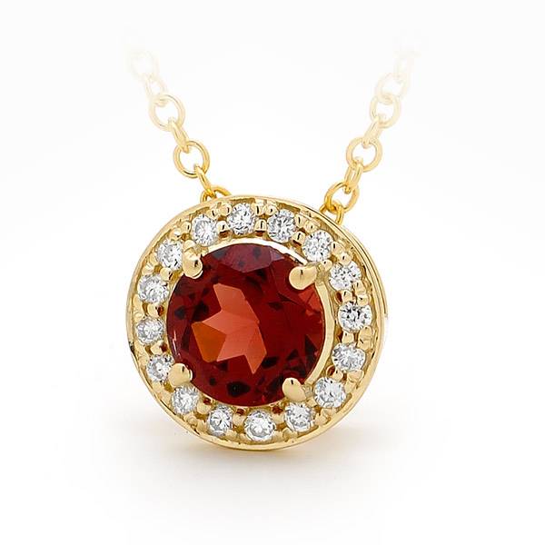 Garnet & diamond halo Pendant