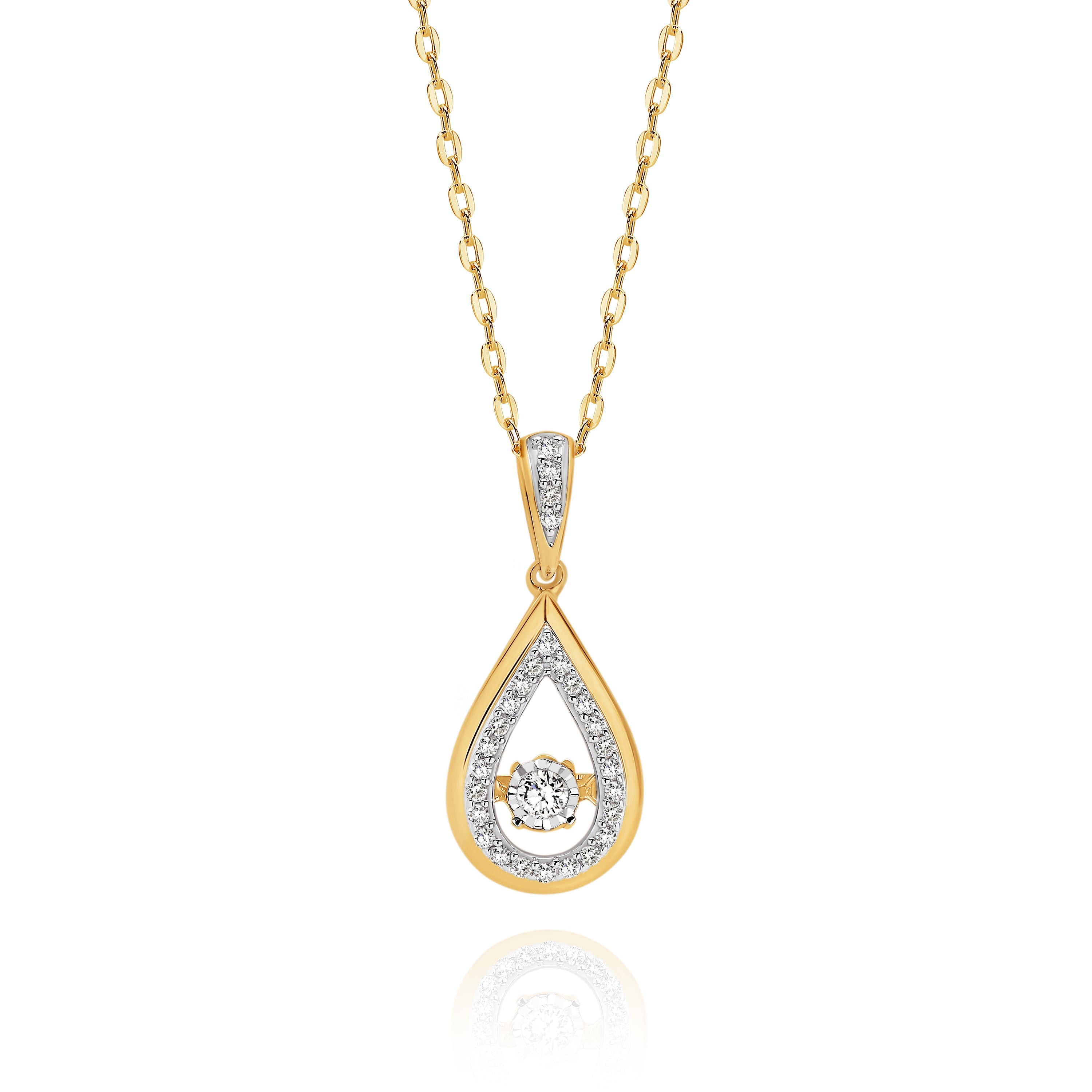 9ct gold 0.12ct dancing diamond pendant
