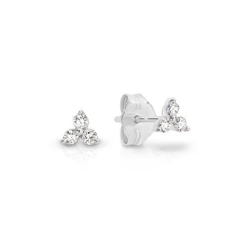 9ct White Gold 0.12ct Diamond Tri Stone Stud Earrings