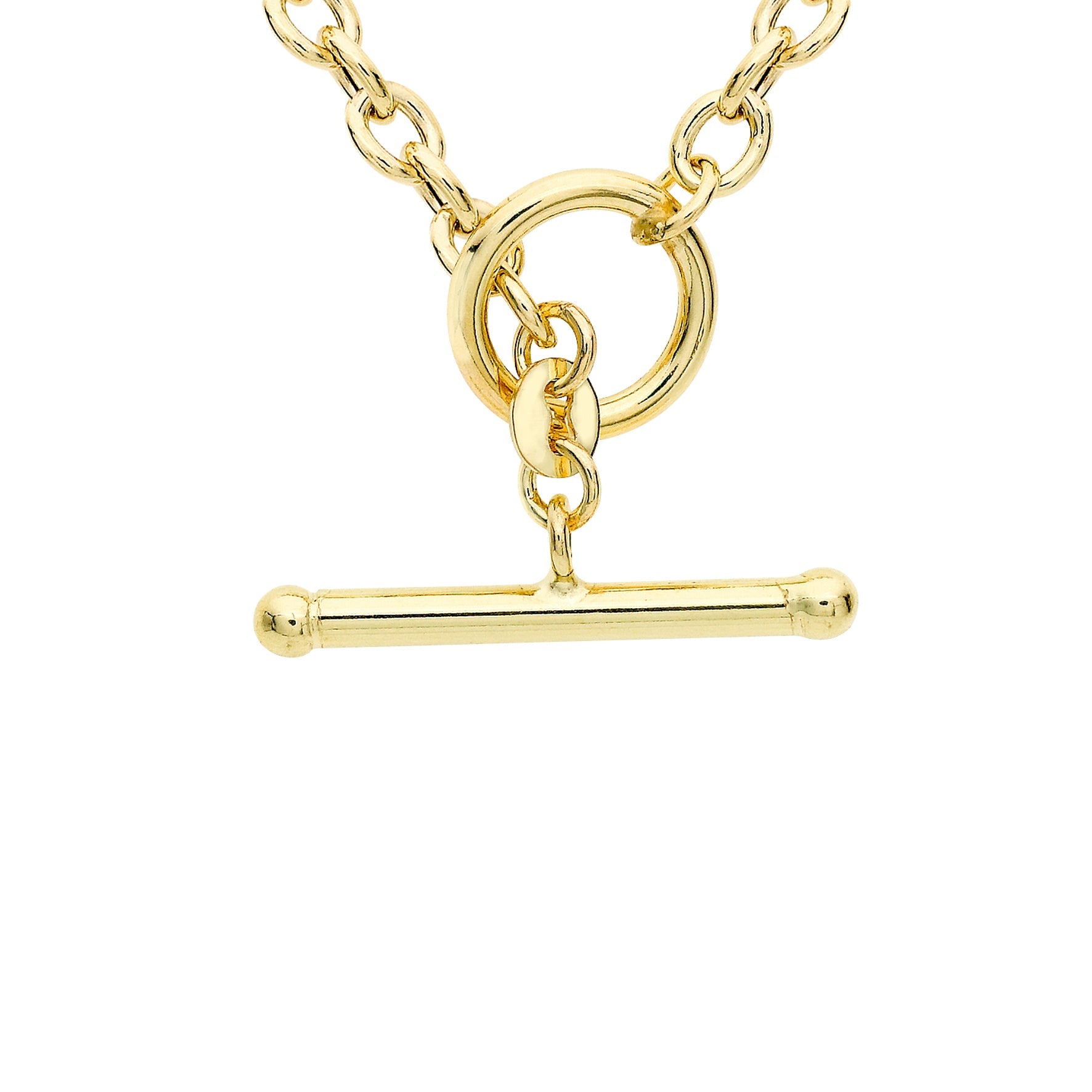 Glow 9ct Gold  Oval Belcher T-Bar Necklace 45cm