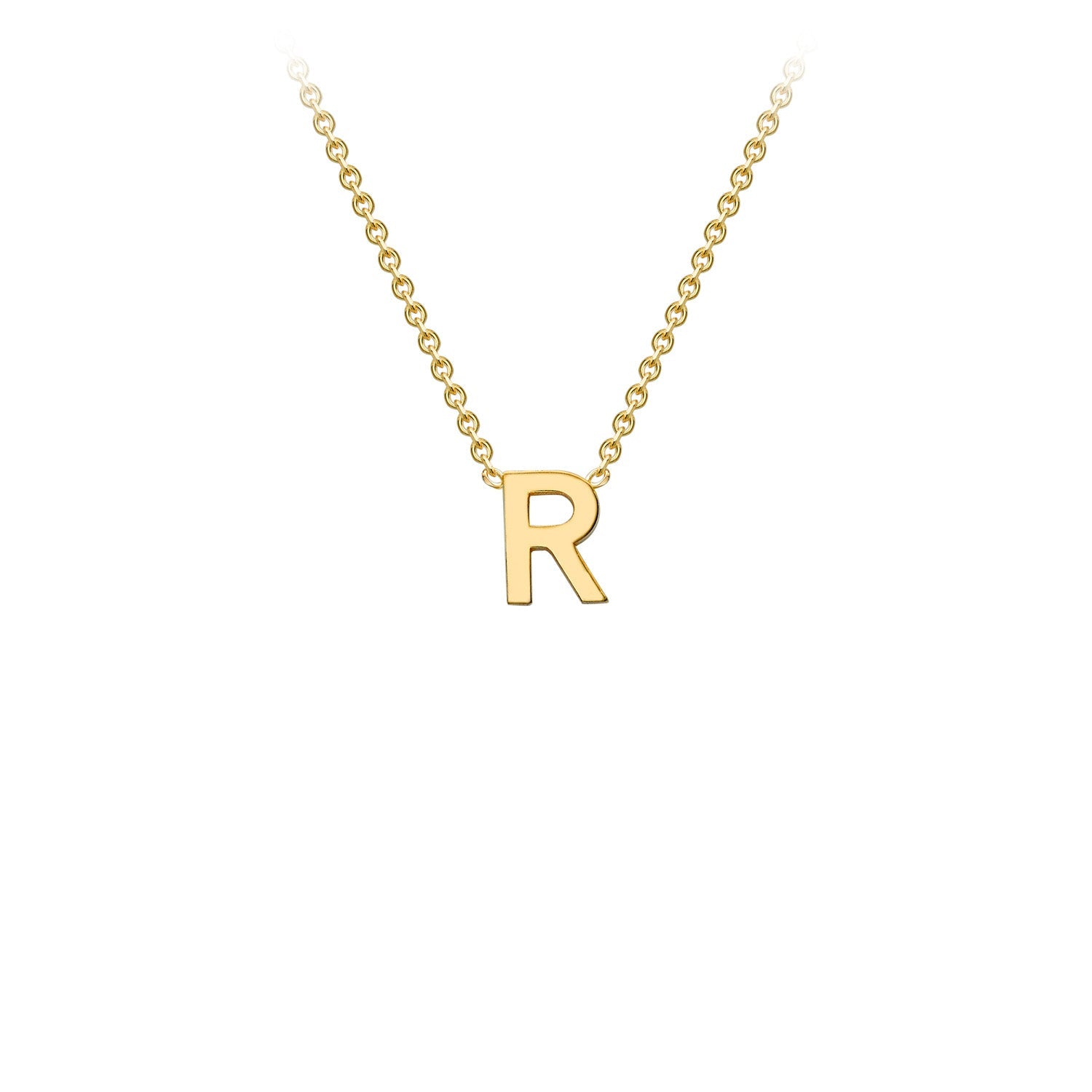 9ct Yellow Gold 'R' Initial Adjustable Letter Necklace 38/43cm
